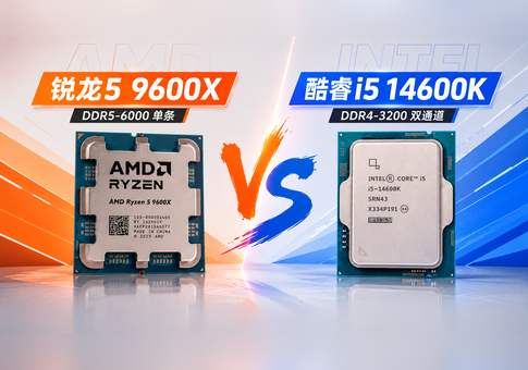 锐龙5 9600X单条D5 vs 14600K双通D4